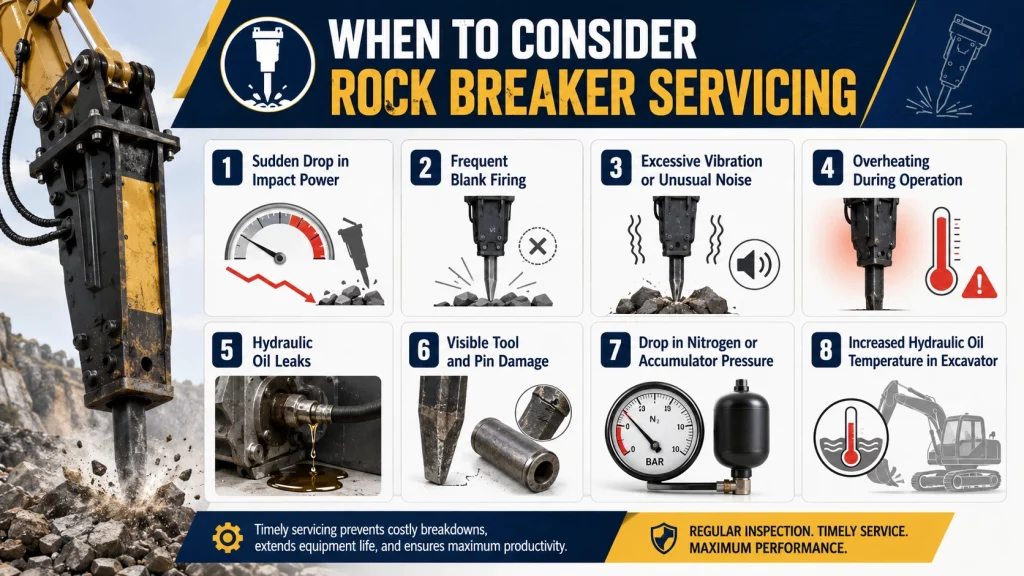 When rock breaker needs servicing