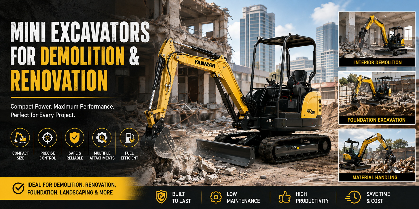 Compact Machines Big Impact: Mini Excavators in Demolition and Renovation Projects